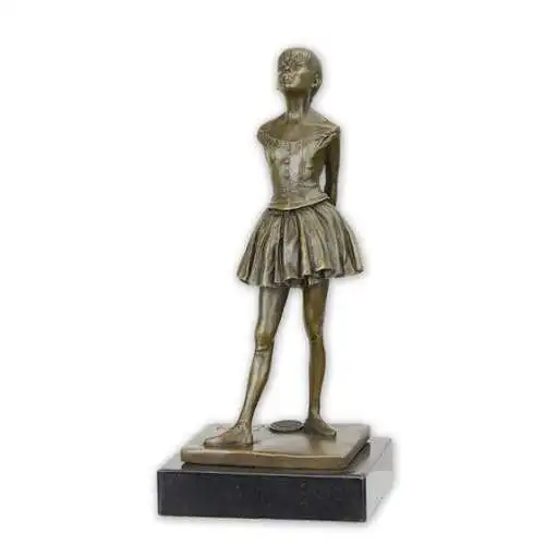 Bronze Skulptur auf Marmor Block Kleine 14jährige Tänzerin H 19,3 L 8,9 NLBX-28