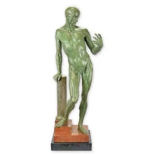 Bronze Skulptur Marmor Block Anatomische Studie eines gehäuteten Mannes NLBE-71