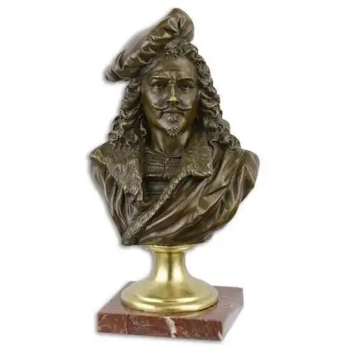 Bronze Skulptur auf Marmor Block Rembrandt Harmenszoon van Rijn NLBE-73