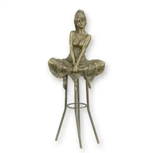 Bronze Skulptur Dame auf Barhocker sitzend NLBJ-10