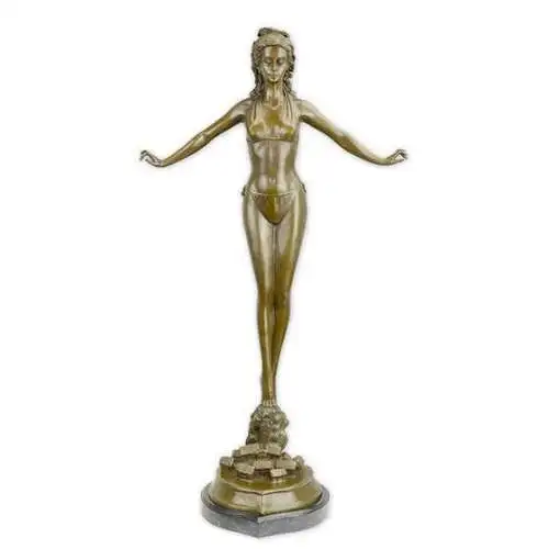 Bronze Skulptur auf Marmor Block Frau im Bikini NLBR-163 8