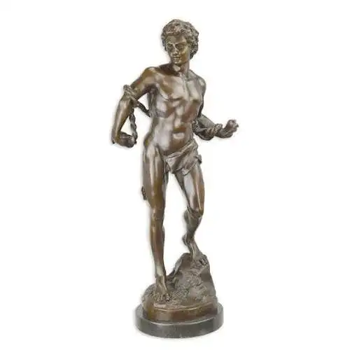 Bronze Skulptur auf Marmor Block Gefesselter Sklave NLYY-118