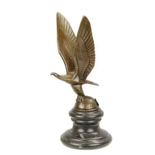 Bronze Skulptur auf Marmor Adler auf Globus Kühlerfigur H 22,8 L 11 NLBJ-72