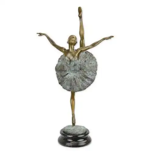 Bronze Skulptur auf Marmor Block Ballerina H 48,7 L 13 NLBX-27