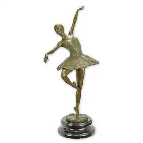 Bronze Skulptur auf Marmor Block Ballerina H 45,5 L 15 NLKF-92