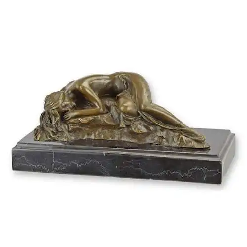 Bronze Skulptur auf Marmor Block Schlafende Schönheit Dame NLTM-64 3