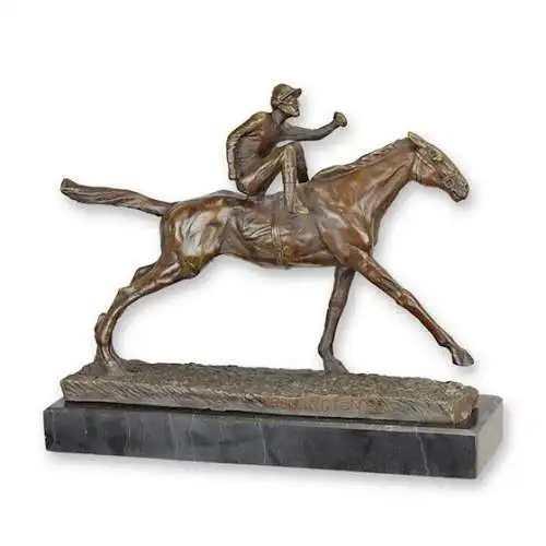 Bronze Skulptur auf Marmor Block Jockey und Pferd NLYY-19