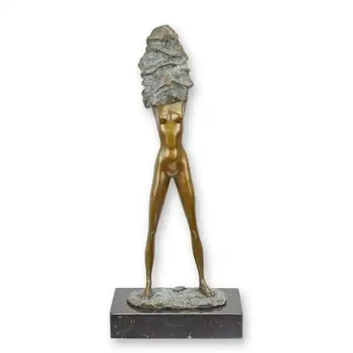 Bronze Skulptur auf Marmor Block Frau beim Ausziehen H 35 L 9,1 NLSL-88