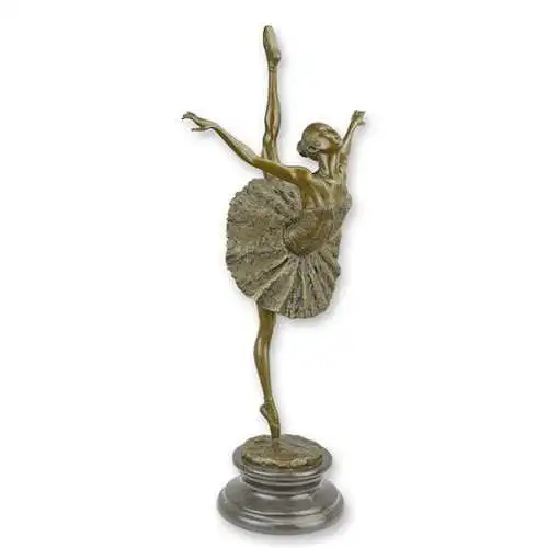 Bronze Skulptur auf Marmor Block Ballerina H 66 L 20,8 NLKF-88