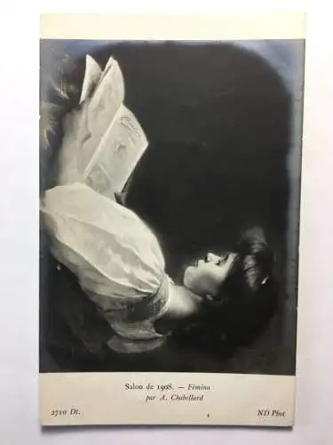 Salon de 1908 - Femina (A.Chavellard) - Frau liest Buch - Künstlerkarte 50019 TH