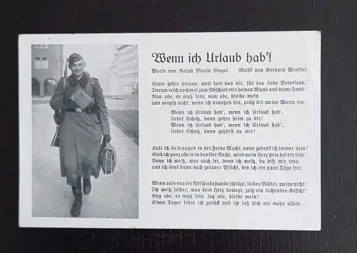 WK II Wehrmacht Lied Soldat Gewehr Wenn Ich Urlaub Hab 165529 H