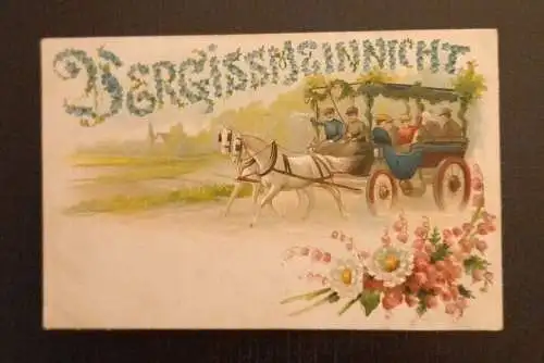 Prägekarte Vergissmeinnicht Kutsche Blumen 165493 H