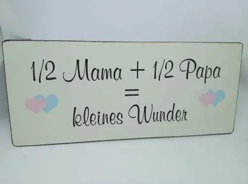 Nostalgie Vintage Retro Blechschild Mama Papa kleines Wunder 30.5x13 cm 60230