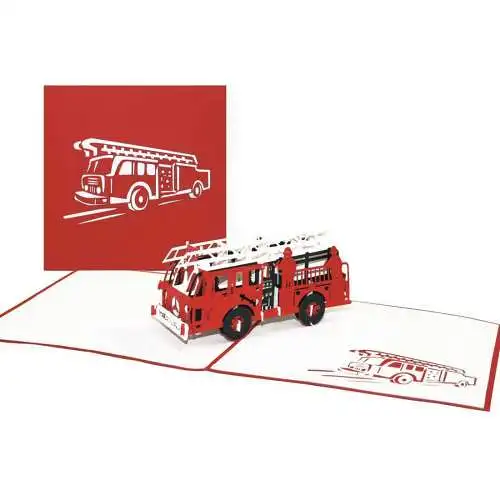 Nostalgie 3D Pop Up Karte Feuerwehr  Gutscheinkarte Klappkarte 82054
