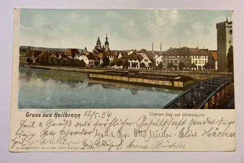 Gruss aus Heilbronn Eiserner Steg und Götzenthurm 84005 A