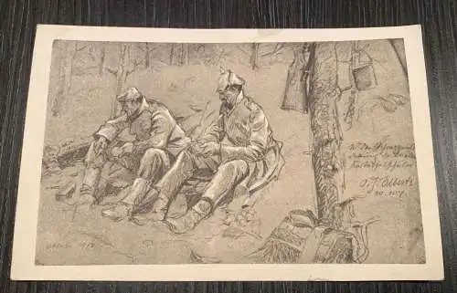 Handgezeichnete Karte I Weltkrieg Soldatenleben Soldaten Oktober 1914 80149