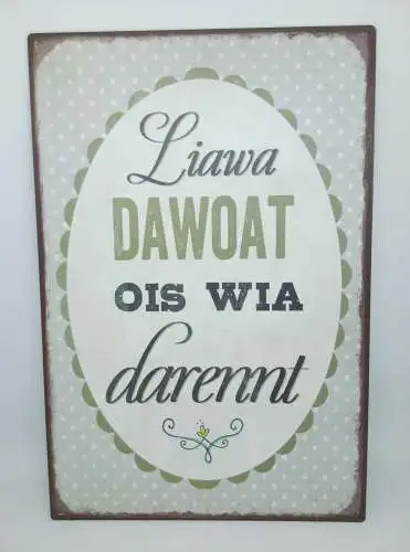 Nostalgie Retro Blechschild "liawa dawoat ois wia darennt" Dialekt 30x20 50346