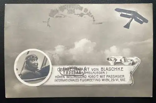 Oberleutnant von Blaschke Höhenweltrekord Wien 1912 Flugzeug Militär 600127A D