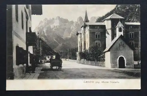 Landro gegen Monte Cristallo Pferdekutsche Kirche Alpen Italien 400904 TH