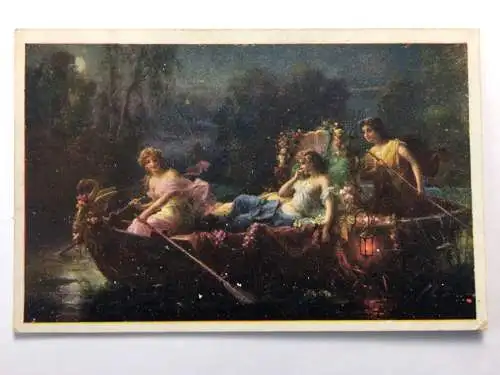 Abendzauber (H. Zatzka) - Frauen im Boot - Künstlerkarte 30158 TH