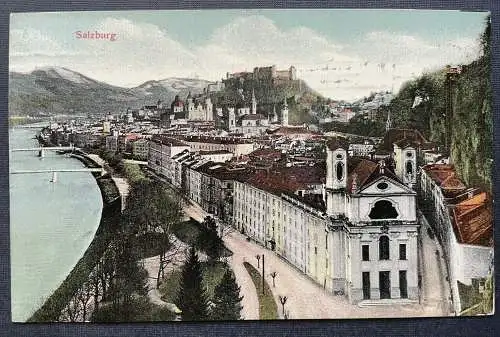 Salzburg Stadt Salzach Fluss Brücke Festung Burg Kirche Österreich 410864 TH