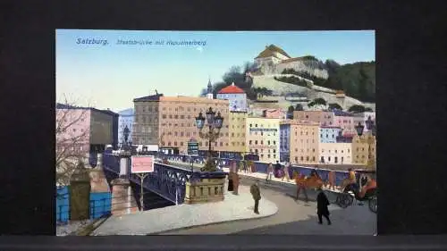 Salzburg Staatsbrücke mit Kapuzinerberg Zeichnung JW165825