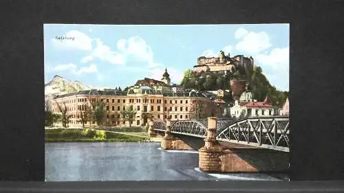 Salzburg Karolinenbrücke mit Justizpalast und Festung Hohensalzburg JW165840