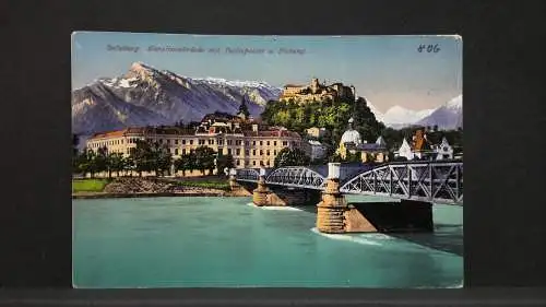 Salzburg Karolinenbrücke mit Justizpalast und Festung Hohensalzburg JW165839