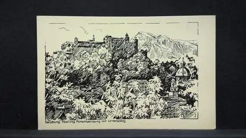 Salzburg Festung Hohensalzburg mit Untersberg Zeichnung JW65411