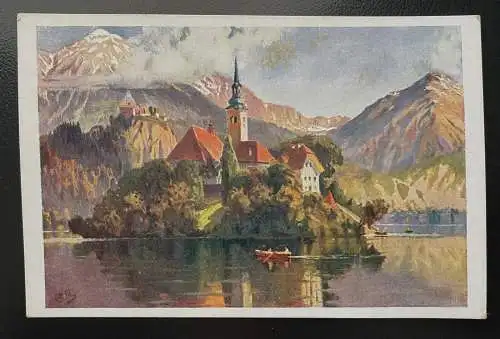 Bled See Insel Blejski Otok Kirche R.Marčić Gebirge Burg Slowenien 402488 TH A