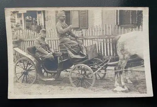 Soldaten Kutsche Pferd Zügel Uniform Feldkappe Bart Militär Krieg KuK 402485 TH