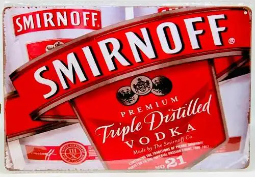 Nostalgie Vintage Retro Schild "SMIRNOFF Vodka" 30x20 12096