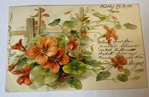 Blumen Prägekarte um 1903 84024
