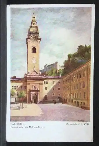 Salzburg Peterskirche mit Hohensalzburg Künstlerkarte K Hayd JW165730