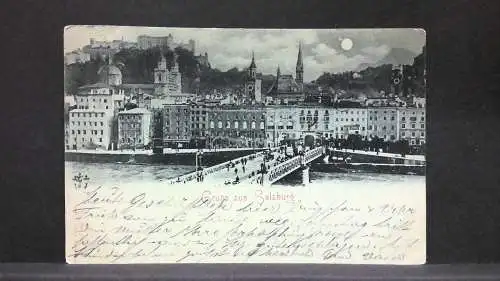 Gruss aus Salzburg Stadtbrücke Mondkarte JW5866