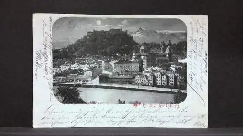Gruß aus Salzburg Kapuzinergarten Salzach Mondkarte JW5861