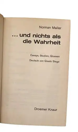 1108 Norman Mailer ...UND NICHTS ALS DIE WAHRHEIT Essays, Studien, Glossen HC