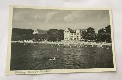 AK, Glücksburg, Strand, Strandhotel, (110268 BW)