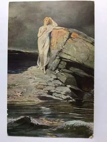 Meeressehnsucht (R.Borrmeister) - Frau am Meer - Künstlerkarte 30161 TH