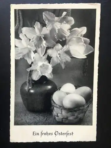 Ein Frohes Osterfest - Narzissen Blumenstrauß in Vase - Ostereier 140399 TH