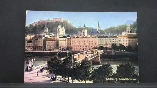 Salzburg Staatsbrücke Festung Hohensalzburg Salzach Automobile JW 165443