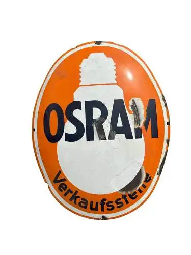 Emailleschild Osram Lampen Verkaufsstelle  49x39cm Original um 1930