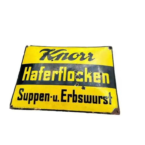 Rarität Schild Knorr Haferflocken Suppen Erbsenwurst Emailleschild um 1920 45x40