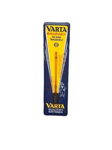 Emailleschild Varta Batterie Thermometer  53x14cm Original um 1950