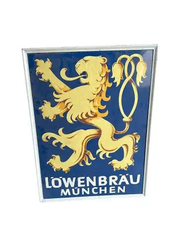 Löwenbräu  Schild 1960er Jahre ca. 80x60 Brauerei Bier Original