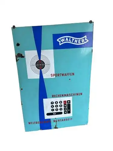 Walther Sportwaffen Emailschild ca. 80 X 118 cm  original Emaille Schild