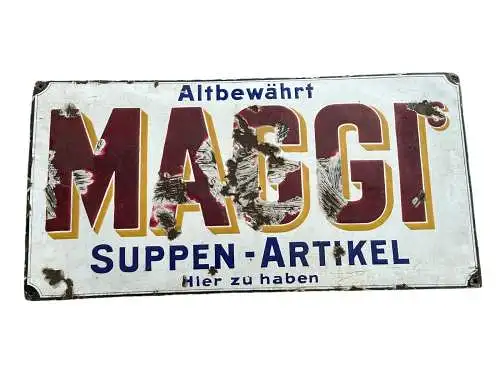 Emailschild Maggi Suppen- und Speise-Würze  93 X 47 100% original Siehe Zustand