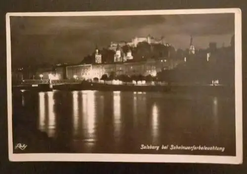 Salzburg Salzach Staatsbrücke Altstadt Bei Nacht 600697A gr K