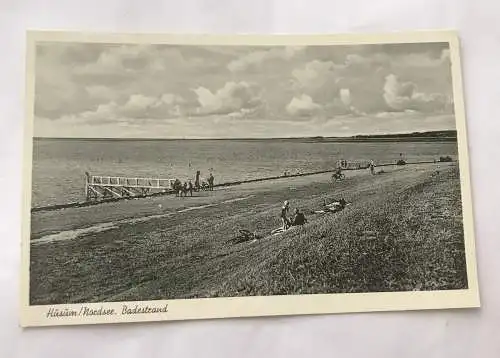 AK, Husum, Badestrand, Woese, Küste, Nordsee, Steg (110263 BW)