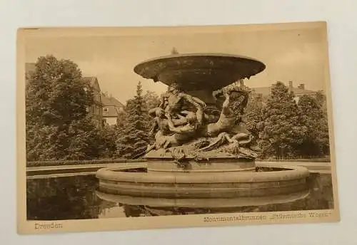 AK, Dresden, Monumentalbrunnen, Stürmische Wogen, Denkmal (20029 BW)